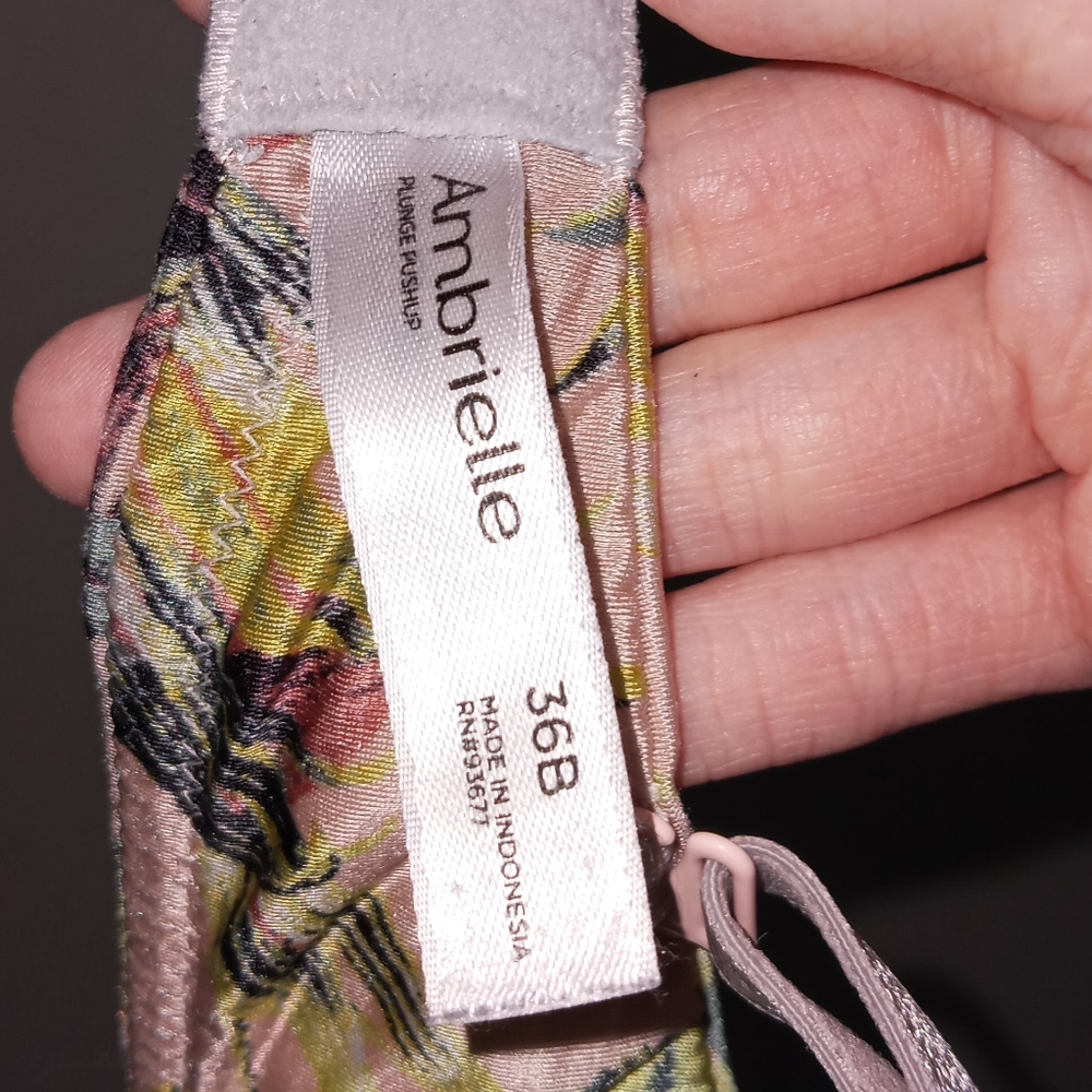 Ambrielle tropical floral print Push Up plunge bra size 36B - Picture 5 of 5